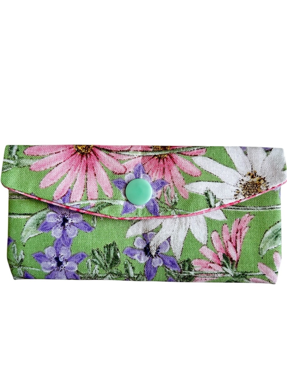 Hand Crafted Floral Lipstick /Lip Balm Cozy Pocket Holder Fabric 100% Cotton